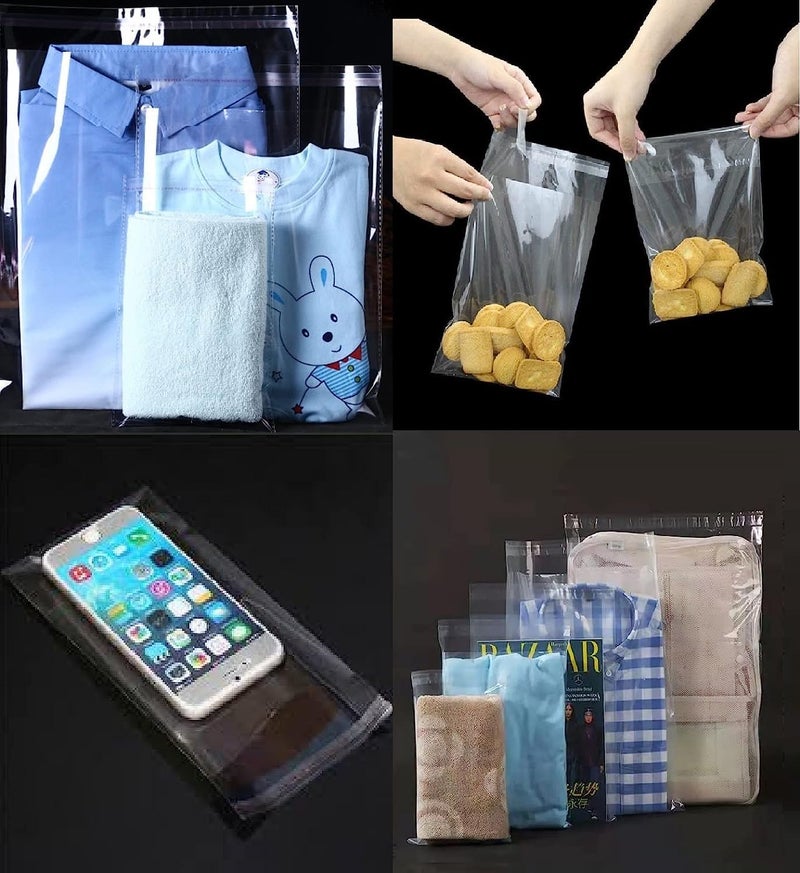 FeelBlue Transparent Plastic Poly Bags Bopp Pouches with Self Adhesive Tape, Reasealable (Pack of 500Pcs) (10 * 14) - Image 4