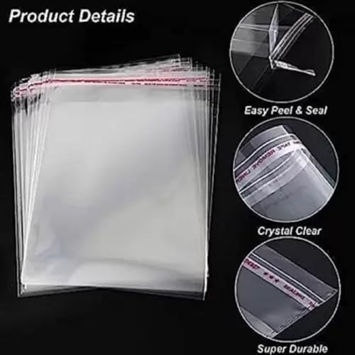 FeelBlue Transparent Plastic Poly Bags Bopp Pouches with Self Adhesive Tape, Reasealable (Pack of 500Pcs) (10 * 14) - Image 5