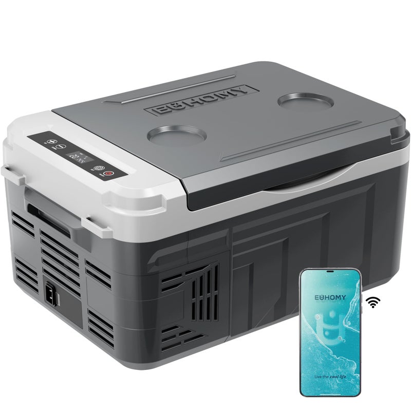 EUHOMY 12 Volt Refrigerator, 12 Quart (10L) Compressor Electric Cooler APP Control, Car Fridge 12/24V DC & 120-240V AC, Car Refrigerator -4â„‰~68â„‰, Portable Freezer for RV, Travel, Camping - Image 1