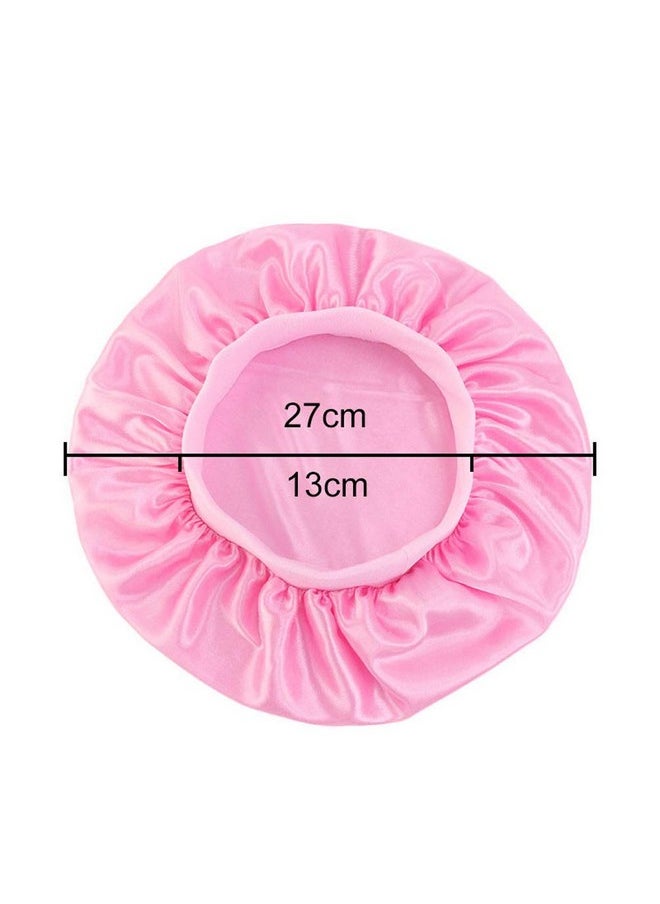 Teensery 2 Pcs Kids Satin Sleeping Caps Head Cover Bonnet With Elastic Band Hair Care Cap Night Hat For Baby Toddler Teens (Purple And Pink)  - Image 3