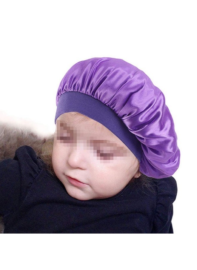 Teensery 2 Pcs Kids Satin Sleeping Caps Head Cover Bonnet With Elastic Band Hair Care Cap Night Hat For Baby Toddler Teens (Purple And Pink)  - Image 5