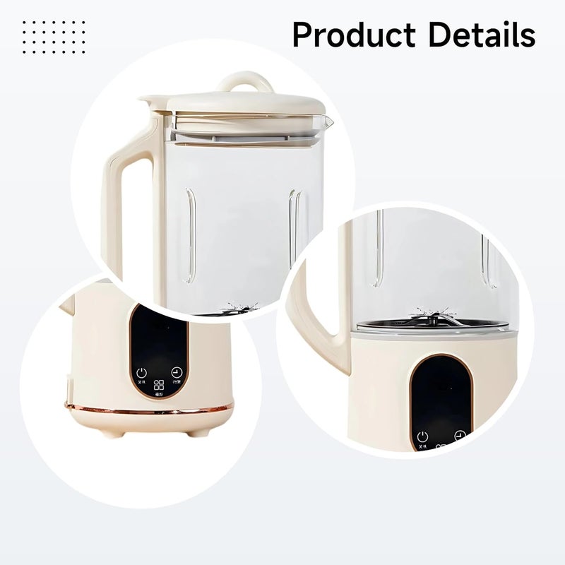 Portable 40.6 Fl Oz Milk Maker, 1200 Ml Beige Blender with Automatic Self-Cleaning & Six Functions - Image 2