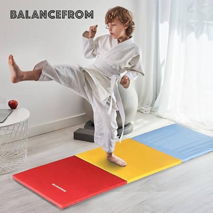 BalanceFrom حصيرة تمارين قابلة للطي بسماكة 2" مع مقابض حمل لممارسة فنون القتال، الجمباز، والأرضيات الواقية لصالة الألعاب الرياضية في المنزل - Image 5