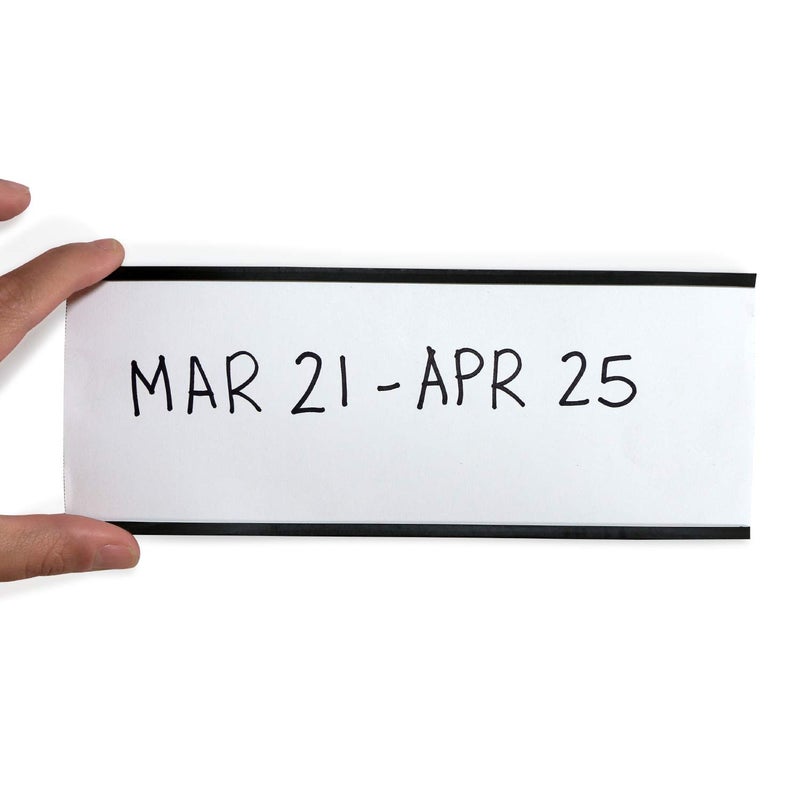 SmartSign (Pack of 25) 3 x 8 inch Flexible 'C' Channel Shelf Label Holders with Inserts, 62.5 mil Magnetic Material, Black, Made in USA - Image 2