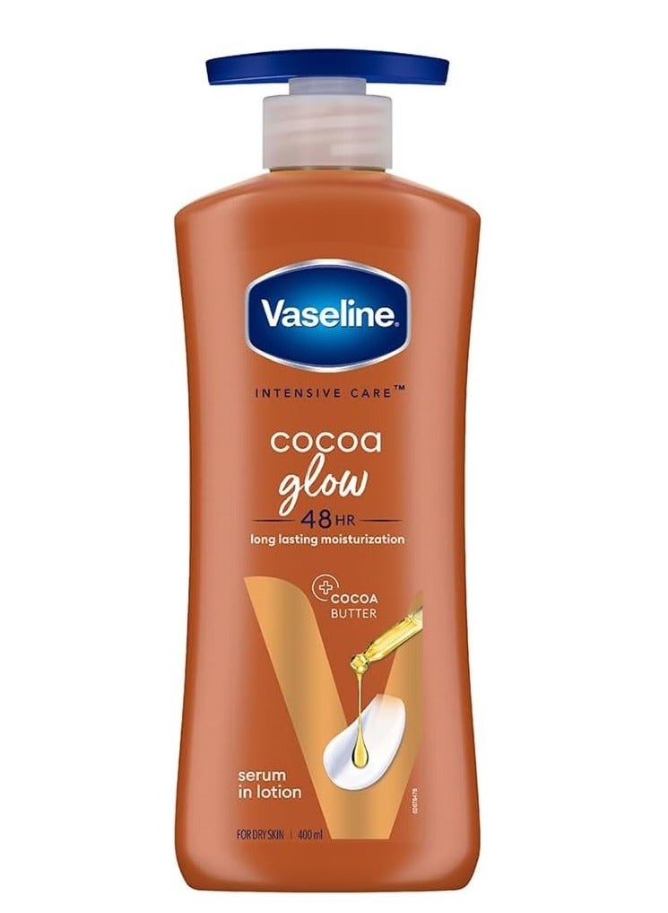 Vaseline Intensive Care 24 Hr Nourishing Cocoa Glow Body Lotion For All Skin Type, 400 ml - Image 1