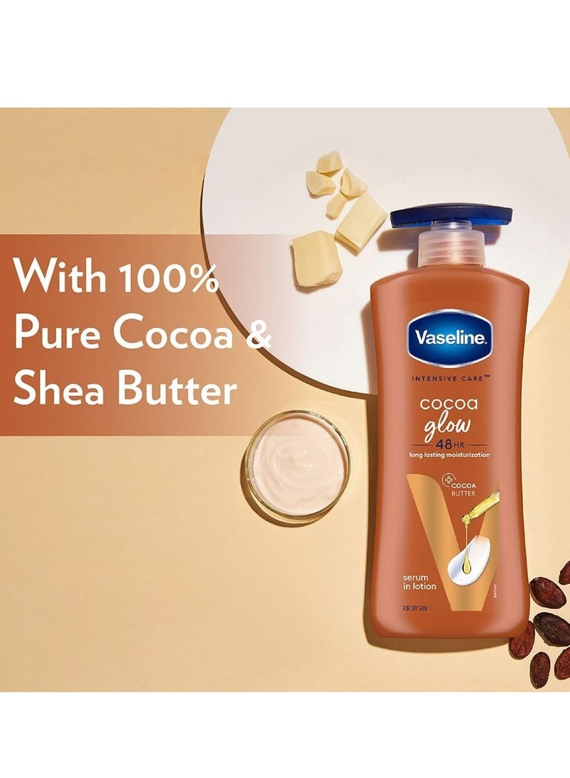 Vaseline Intensive Care 24 Hr Nourishing Cocoa Glow Body Lotion For All Skin Type, 400 ml - Image 2