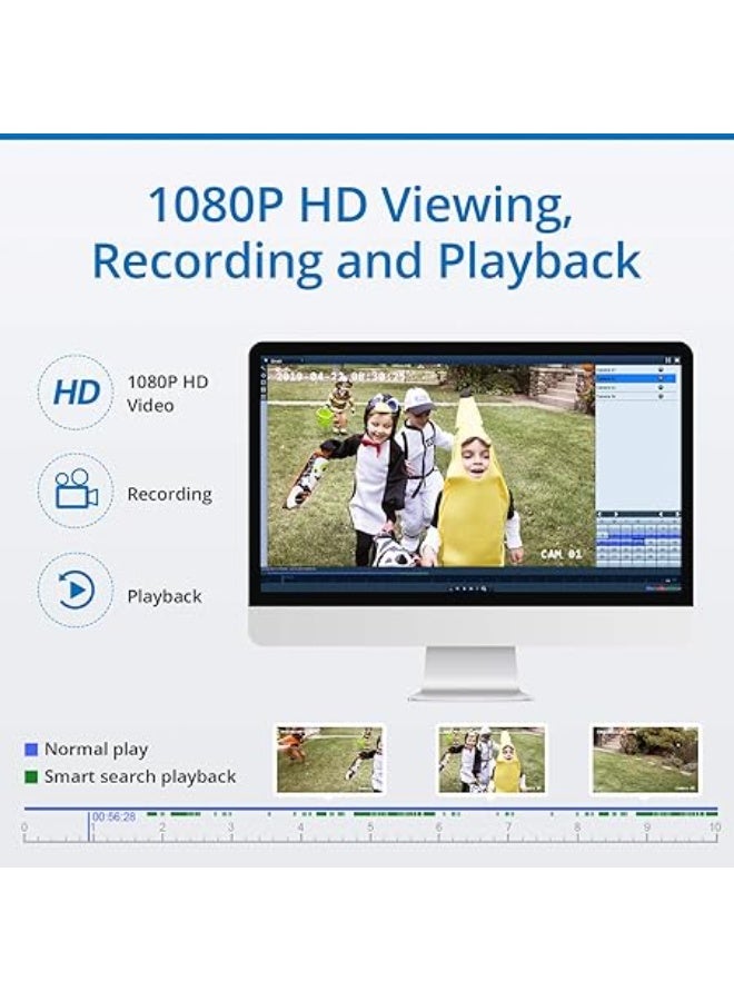 8-Channel Expandable Wireless CCTV System – 5MP WiFi NVR with 4x 3MP Outdoor Metal IP Cameras, Alexa Compatible, AI Human Detection - Image 4