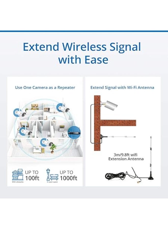 8-Channel Expandable Wireless CCTV System – 5MP WiFi NVR with 4x 3MP Outdoor Metal IP Cameras, Alexa Compatible, AI Human Detection - Image 3
