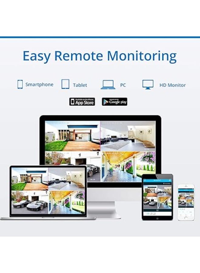 8-Channel Expandable Wireless CCTV System – 5MP WiFi NVR with 4x 3MP Outdoor Metal IP Cameras, Alexa Compatible, AI Human Detection - Image 2