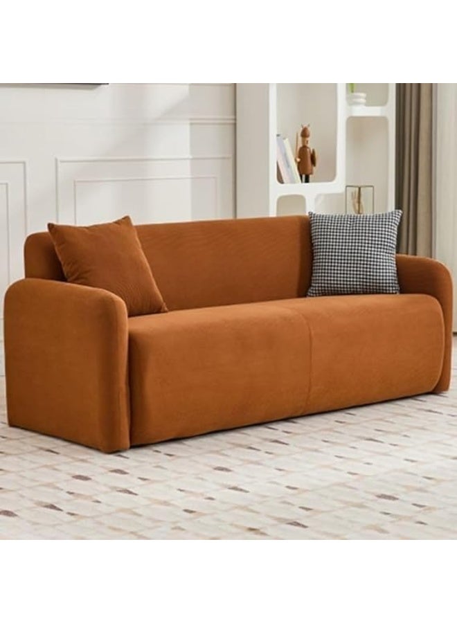 Ripple FURNITURE UAE Homes Trendy 2-Seater Sofa, Stain-Resistant Fabric, Square Arms (Orange)