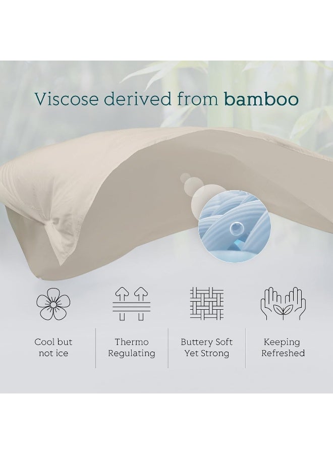 HOT SLEEPER SHEETS Queen Set, Queen Size Cooling with Viscose Derived from Bamboo | Deep Pocket Up to 16 Inch | Silky Soft & Breathable Bedding - 4PC (Queen, Sand) - Image 2