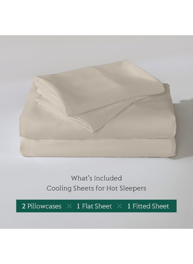 HOT SLEEPER SHEETS Queen Set, Queen Size Cooling with Viscose Derived from Bamboo | Deep Pocket Up to 16 Inch | Silky Soft & Breathable Bedding - 4PC (Queen, Sand) - Image 5