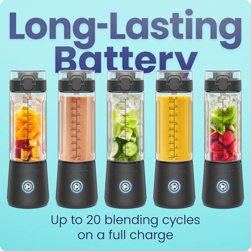 Chefman Cordless Portable Blender for Smoothies and Shakes, BPA-Free 16 oz Blending Jar w/Stainless-Steel Blades, USB-C Rechargeable with Color-Changing LEDs, Dishwasher-Safe Accessories - Black - Image 5