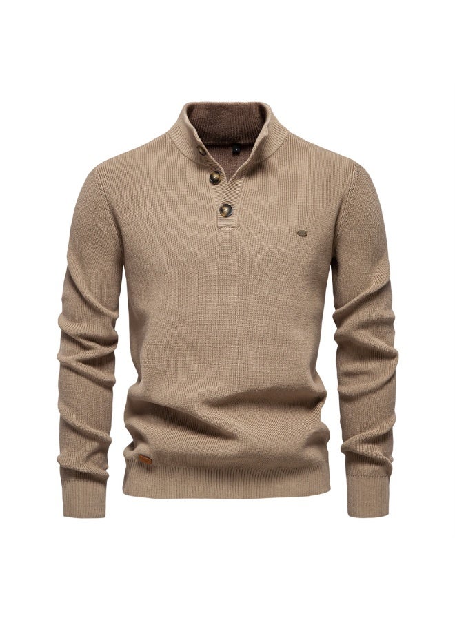 Autumn Cotton Zipper Cardigans for Men Fashion Casual Social Men Sweaters High Collar Warm Winter Knitted Sweater Men  - Image 1