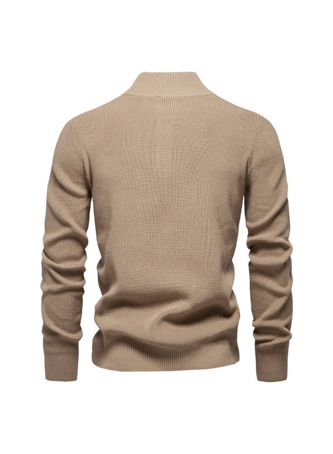 Autumn Cotton Zipper Cardigans for Men Fashion Casual Social Men Sweaters High Collar Warm Winter Knitted Sweater Men  - Image 2