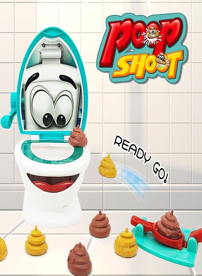 Anemeeoke Poop Family Game - Funny Shooting Game - Fast and Frenzied Launching - Includes 1 Toilet Bowl, 2 Launchers, 12 Soft Plastic Poops - Gift for Kids 3-8 - Image 4