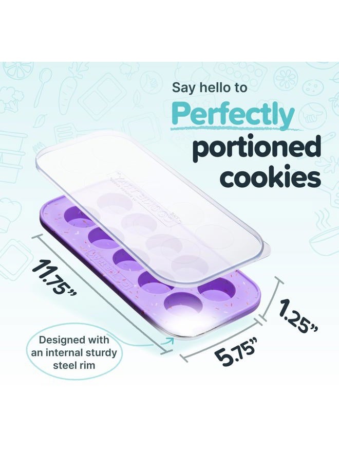 Souper Cubes The Cookie Tray - Silicone Molds for Baking - Freeze and Store Perfect Cookie Dough Rounds - Convenient Baking Supplies - Lavender With Sprinkles - 2-Pack - Image 2