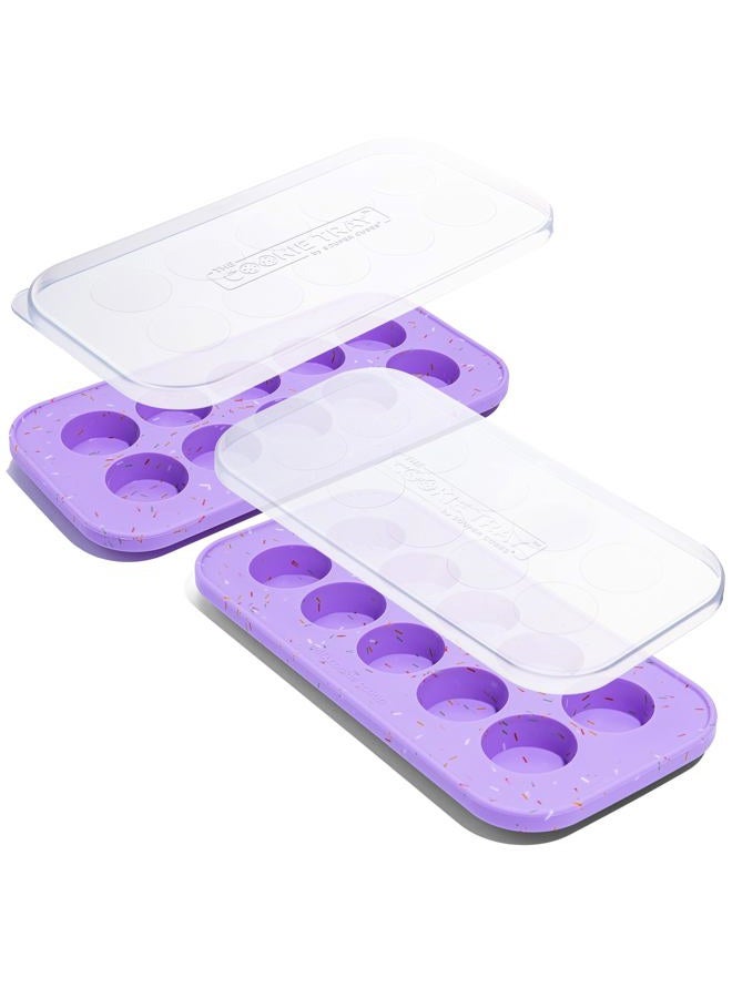 Souper Cubes The Cookie Tray - Silicone Molds for Baking - Freeze and Store Perfect Cookie Dough Rounds - Convenient Baking Supplies - Lavender With Sprinkles - 2-Pack - Image 1