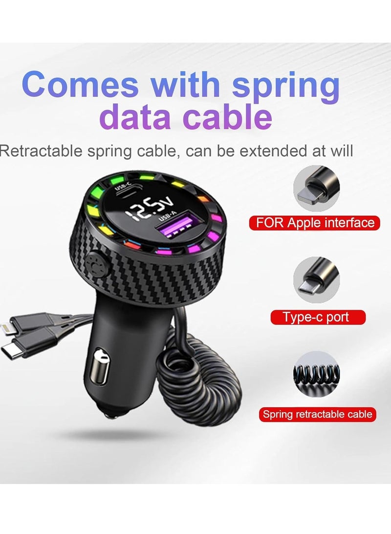 ELTRAZONE Car Phone Charger with Quick Charge 2-Port Adapter and Stretchable Cable for Phones & Tablets – Universal Vehicle Charging Solution  - Image 3