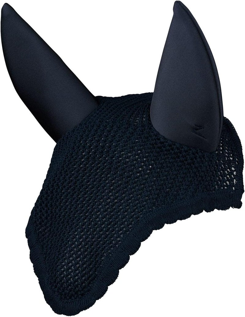 Horze Marquess Crochet Horse Ear Bonnet  Sound Dampening Fly Protection  Dark Navy  Horse - Image 1