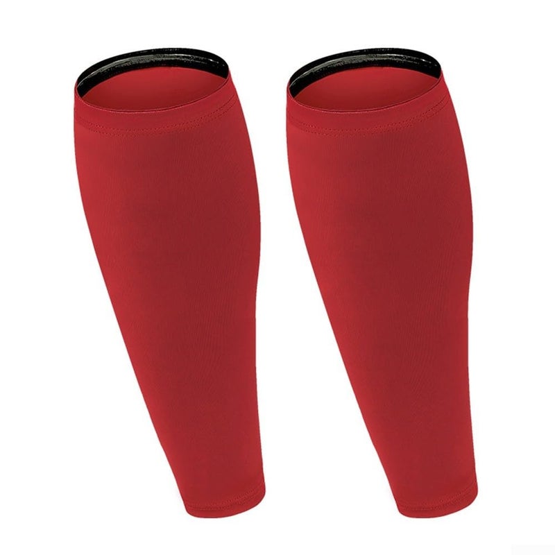 Compression Calf Sleeves For Sports Running Cycling Targeted Muscle Support Red - Image 2