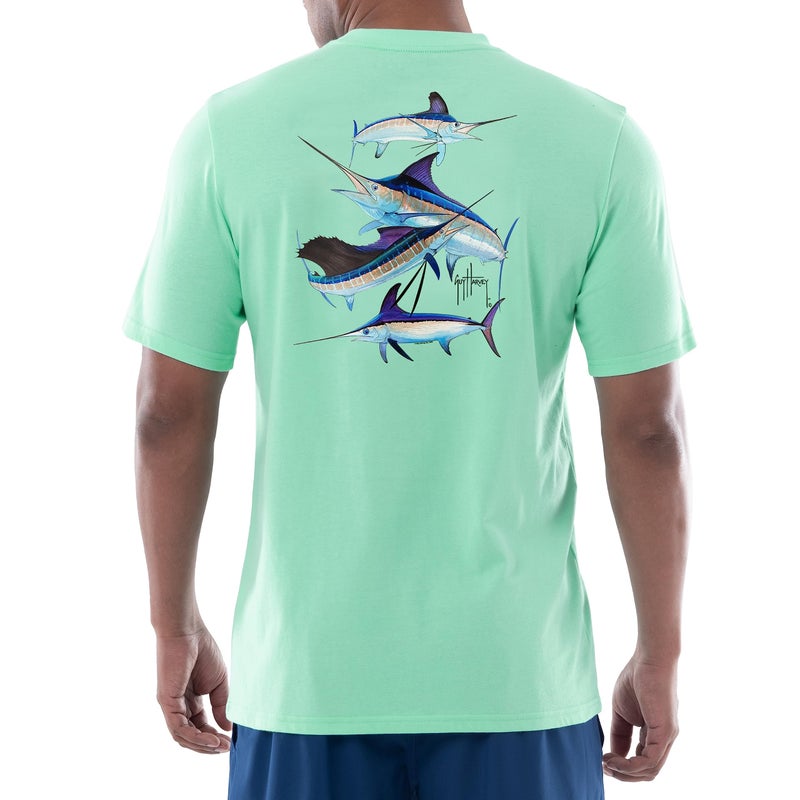 Guy Harvey Men's Super Grand Slam Short Sleeve Pocket T-Shirt, Beach Glass/Super Grand Slam, X-Large - Image 1