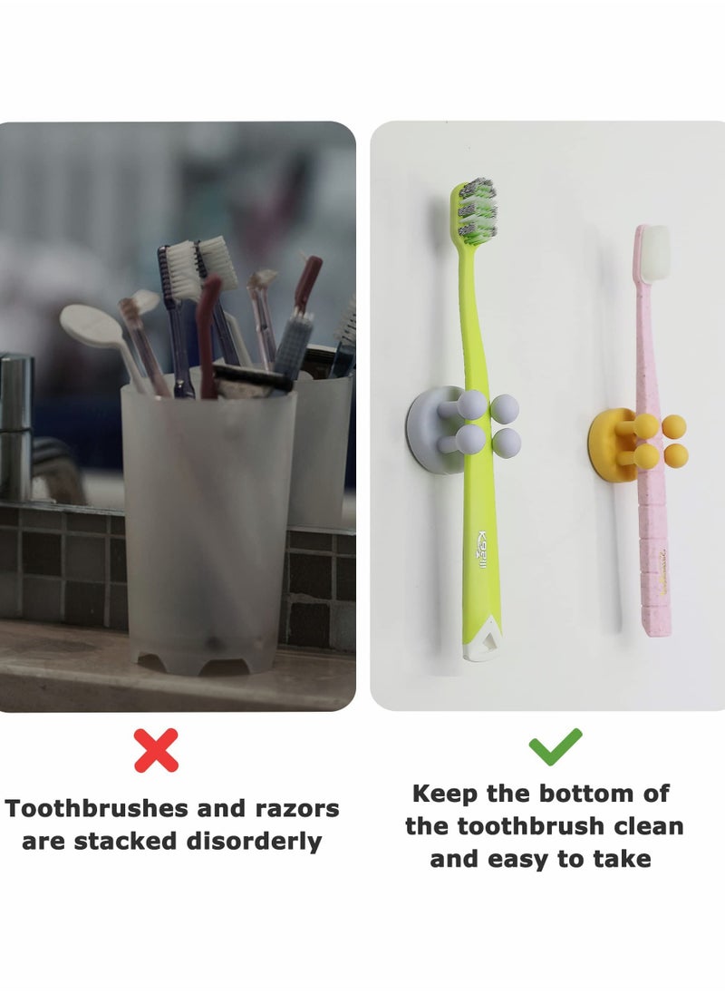 SYOSI 4 Pcs Silicone Toothbrush Holder Multi-Function Hook Waterproof self Adhesive Single Toothbrush Hook Plug Holder for Wall for Hanging Bathroom Kitchen Living Room Office (White)  - Image 4