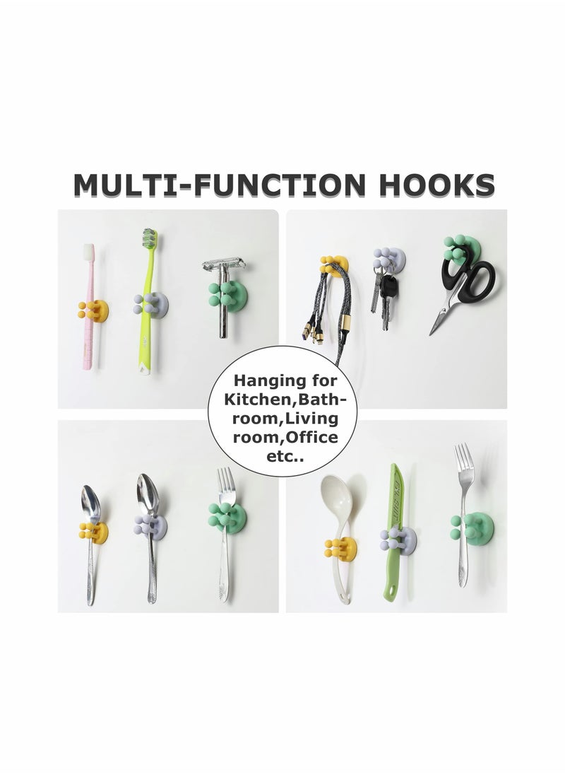SYOSI 4 Pcs Silicone Toothbrush Holder Multi-Function Hook Waterproof self Adhesive Single Toothbrush Hook Plug Holder for Wall for Hanging Bathroom Kitchen Living Room Office (White)  - Image 2