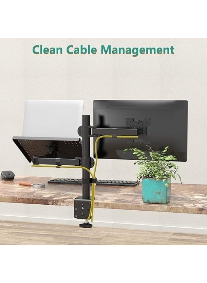 حامل شاشة مكتبي قابل للتعديل مع رف إضافي للاب توب – يدعم لابتوب حتى 17 بوصة وشاشة حتى 27 بوصة – يتحمل حتى 10 كجم - Image 3