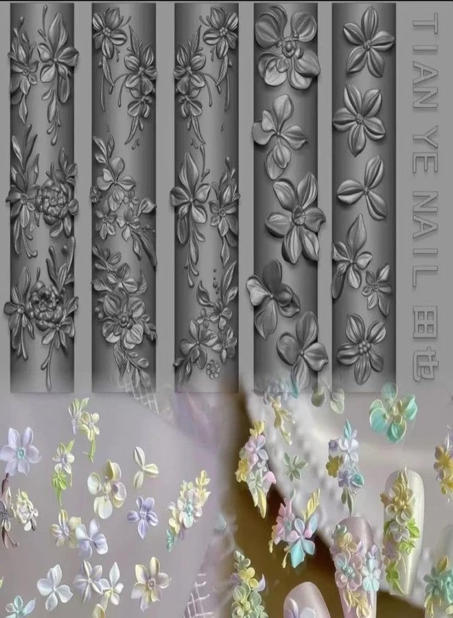 قالب أظافر بتصميم زهور ثلاثي الأبعاد من السيليكون، مناسب لتزيين الأظافر بالراتنج والجل، مثالي للأعمال اليدوية والحرفية. - Image 5