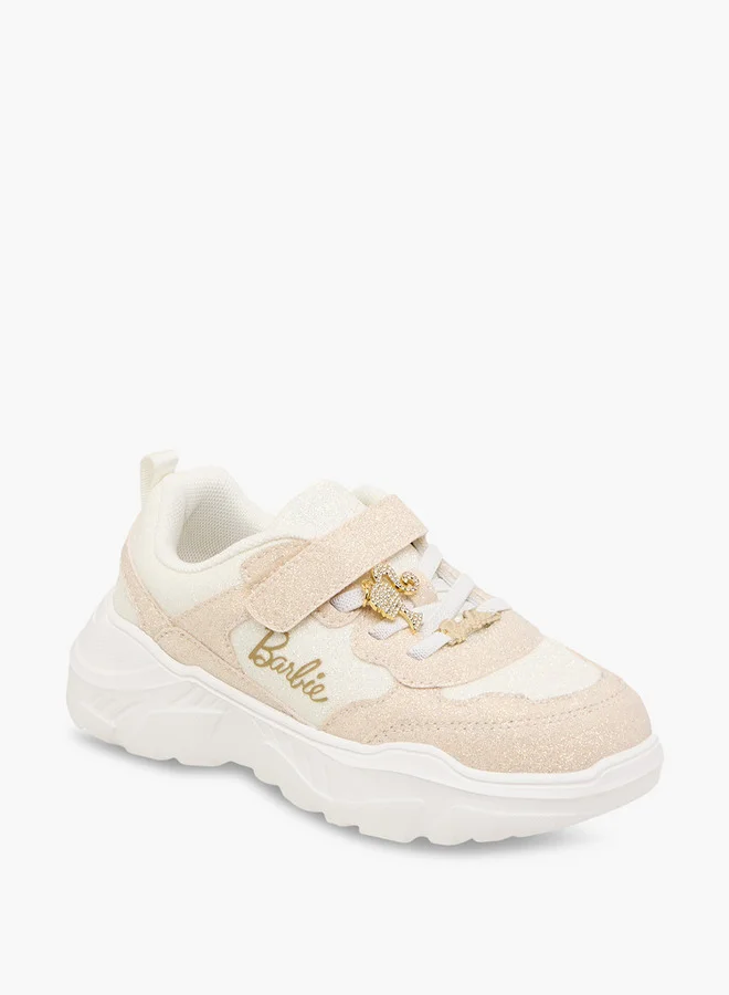 Barbie Girls Panelled Sneakers with Hook and Loop Closure