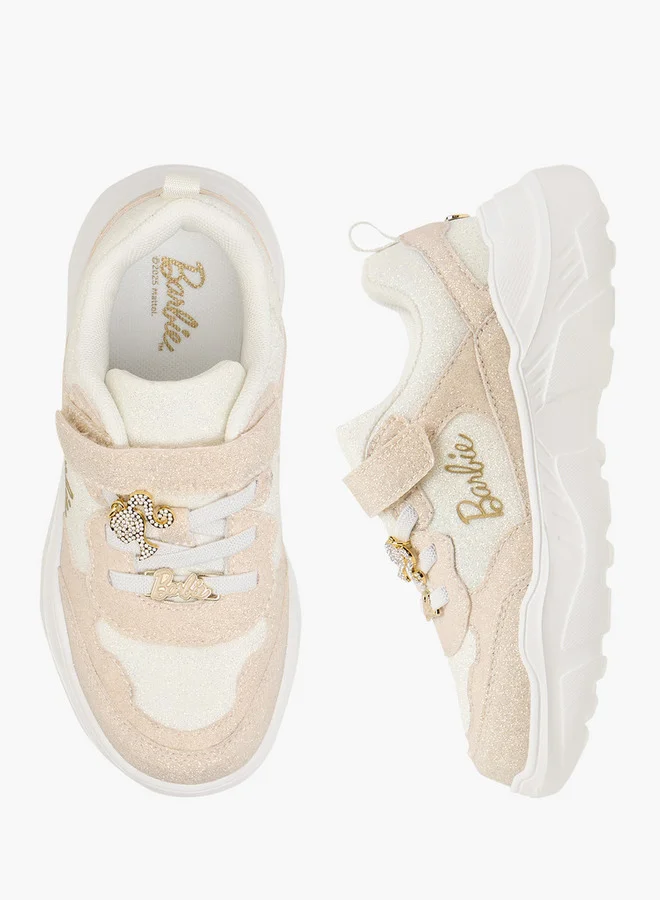 Barbie Girls Panelled Sneakers with Hook and Loop Closure