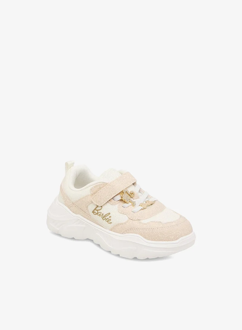 Barbie Girls Panelled Sneakers with Hook and Loop Closure