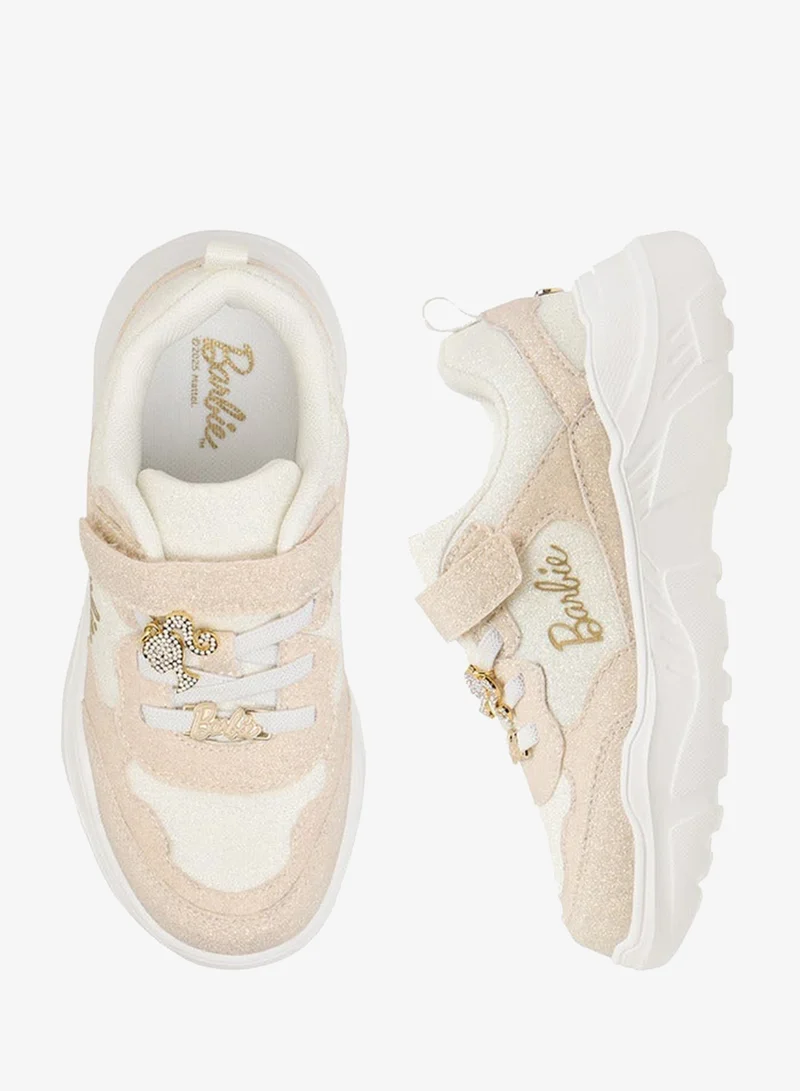 Barbie Girls Panelled Sneakers with Hook and Loop Closure