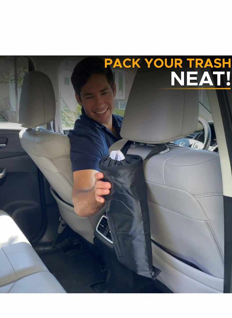 SYOSI - 4PCS Car Trash Bag with Top Elastic Vent & Velcro Bottom Opening | Mountable Car Trash Bin | Adjustable Car Trash Bag with Waterproof Material | Car Garbage Bag for Consoles & Headrest - Image 1