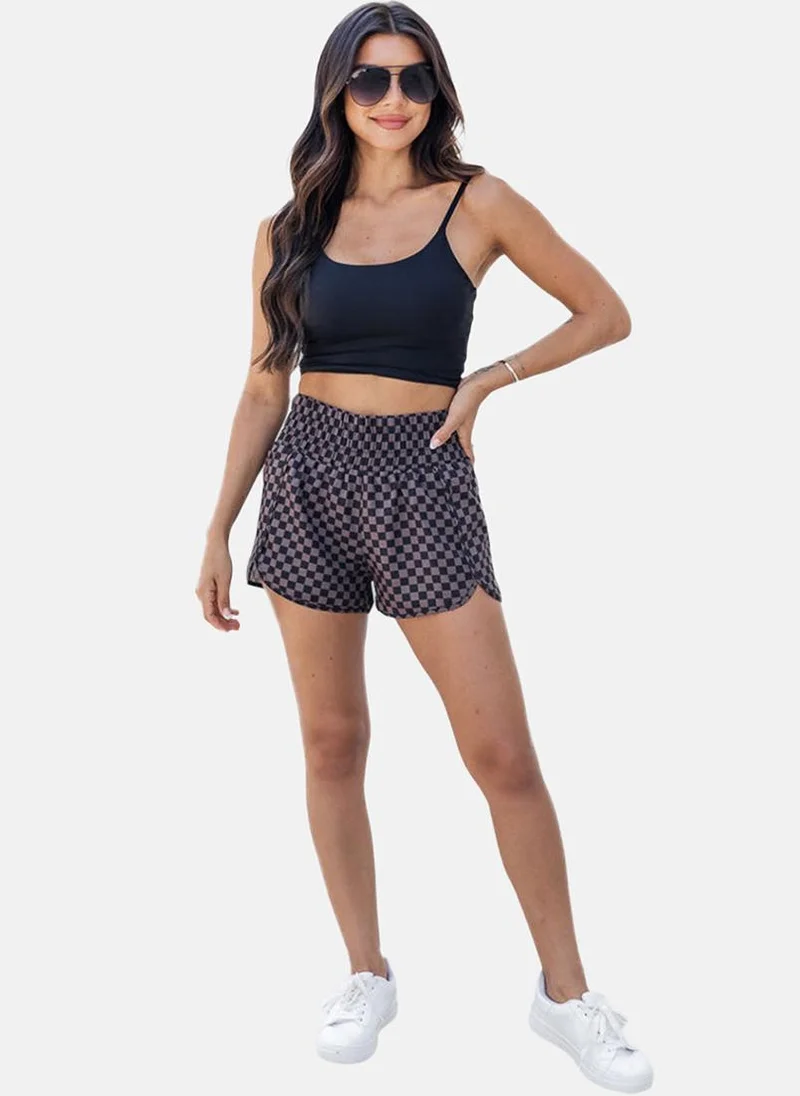 YUNIQEE Pink Checked Casual Shorts