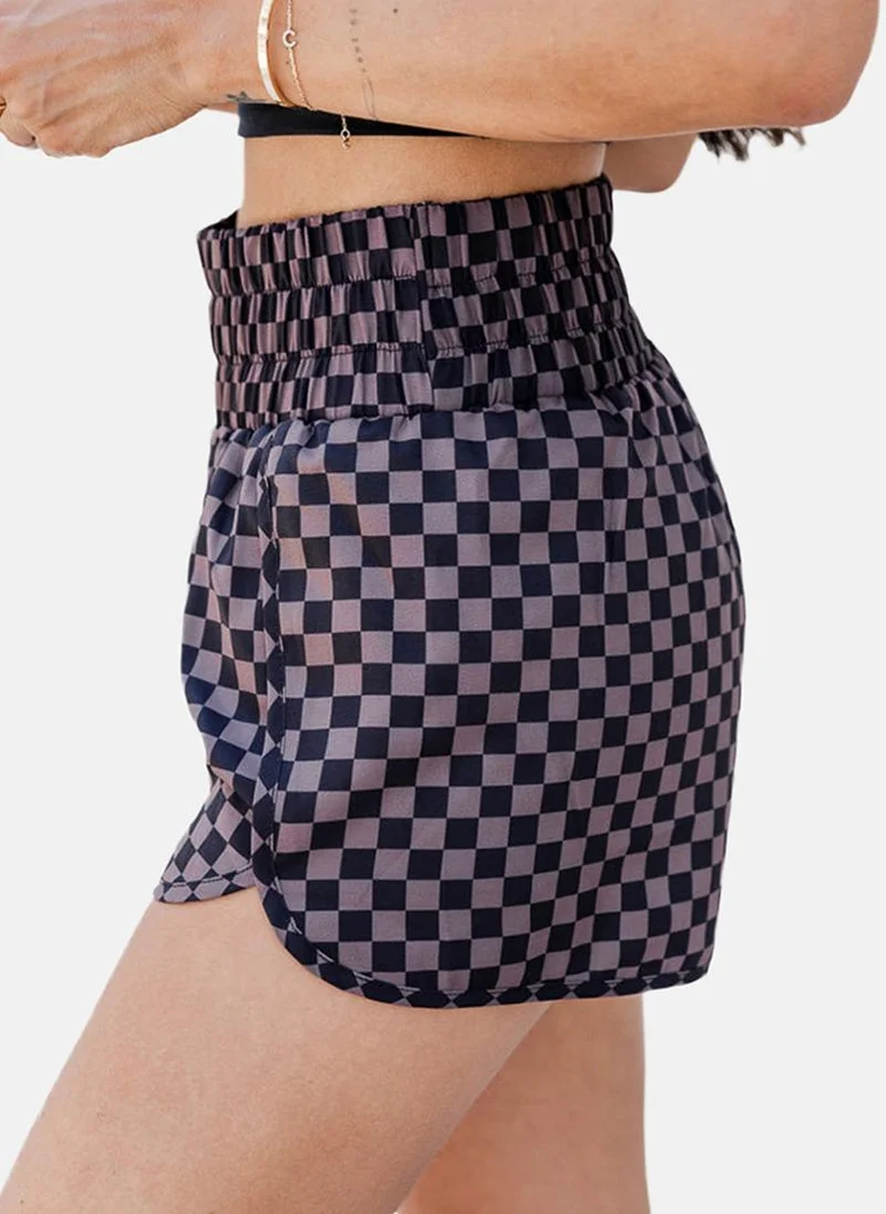 YUNIQEE Pink Checked Casual Shorts