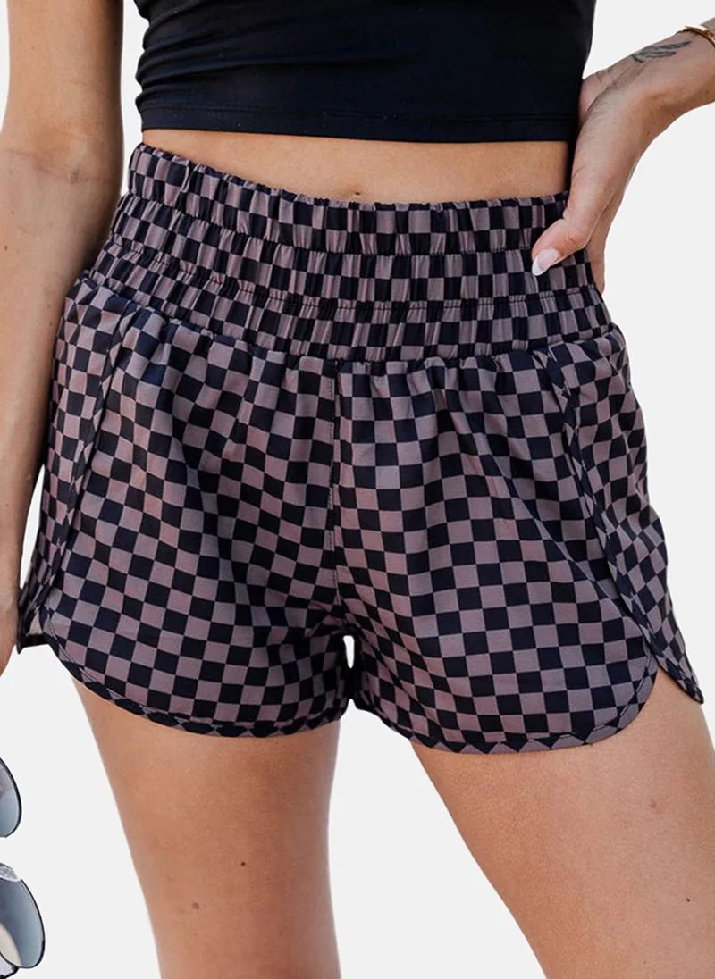 YUNIQEE Pink Checked Casual Shorts