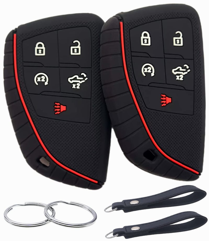 REPROTECTING Silicone Rubber Key Fob Cover Compatible with 20252022 Chevy Chevrolet Silverado 1500 GMC Sierra 1500 2025 2024 Silverado Sierra 2500HD 3500HD BlackWhite BlackWhite