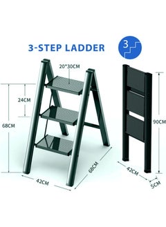 Generic 3 Step Folding Ladder: Wide Pedal, Lightweight Metal - Portable Ladder (Metal)(3 Steps)  - Image 2