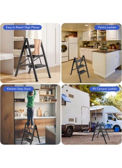 Generic 3 Step Folding Ladder: Wide Pedal, Lightweight Metal - Portable Ladder (Metal)(3 Steps)  - Image 4