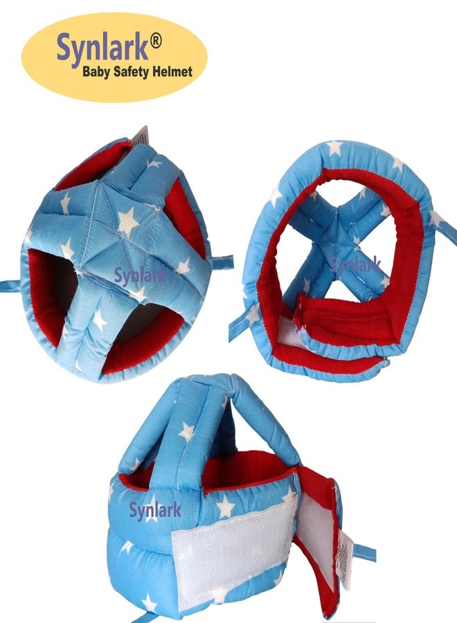 Synlark® Baby Head Protector for Safety of Kids 6M to 3 Years- Star Print Baby Safety Helmet + Baby Kneepads for Crawling (Blue) - Image 4