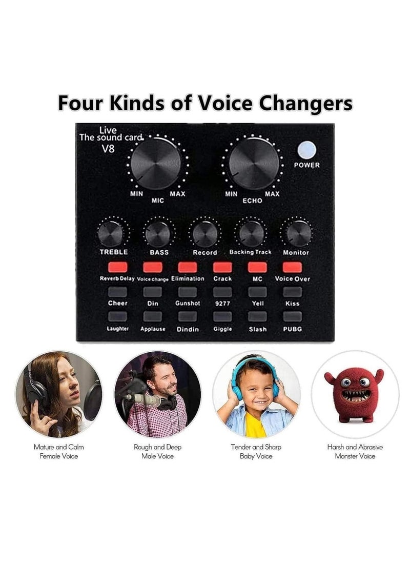 ELTRAZONE Blueland Microphone,Live Sound Card & BM800 Suspension Microphone Kit Broadcasting Recording Condenser Microphone Set Intelligent Volume Audio Mixer Sound Card for Computer PC Live Sound  - Image 3