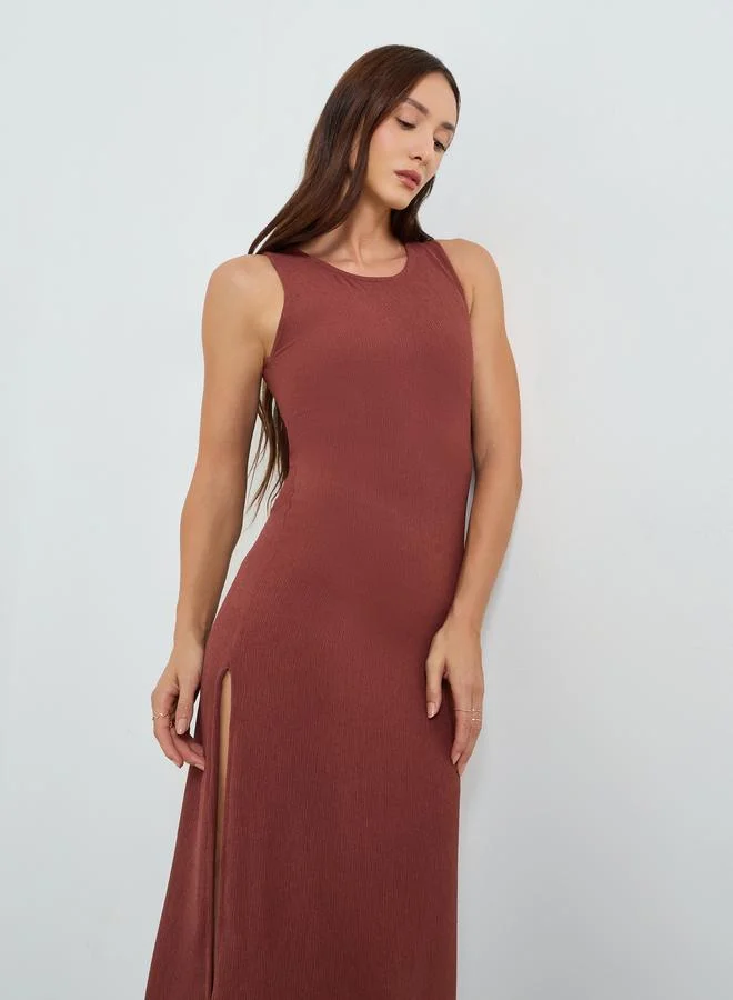 Maxim Creation Women Brown Sleeveless A-Line Midi Dress
