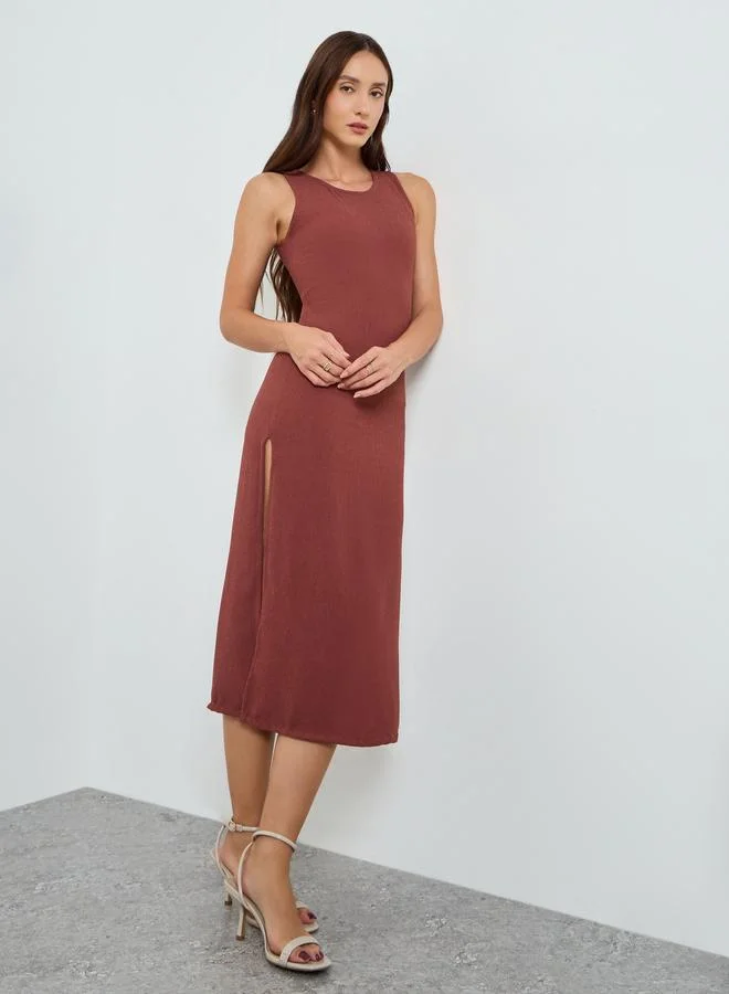 Maxim Creation  Women Brown Sleeveless A-Line Midi Dress for Women | Best Price UAE