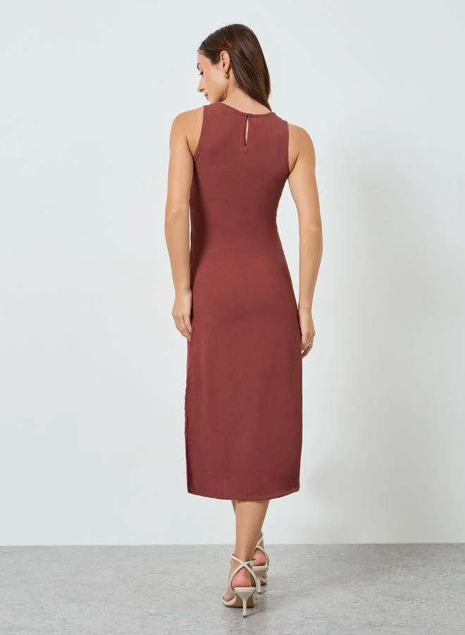 Maxim Creation  Women Brown Sleeveless A-Line Midi Dress for Women | Best Price UAE