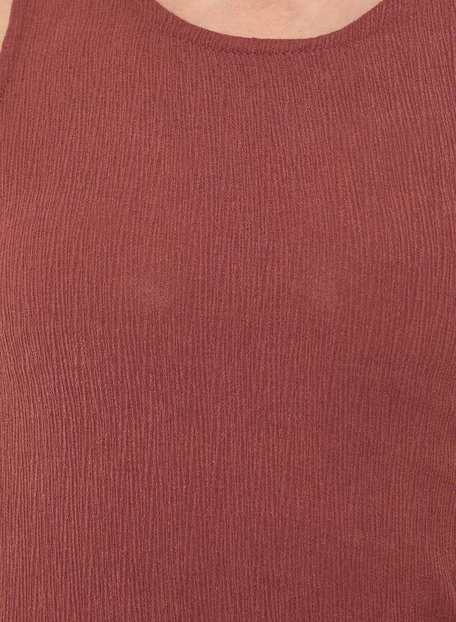 Maxim Creation Women Brown Sleeveless A-Line Midi Dress - Image 4