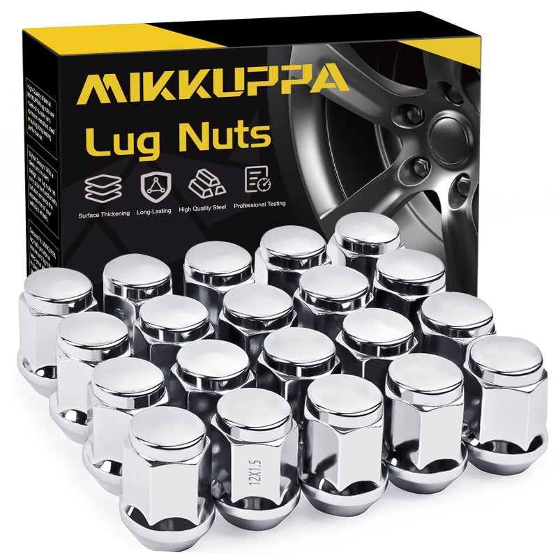 MIKKUPPA M12x15 Lug Nuts Replacement for 20062020 Ford Fusion 20002019 Focus 20012023 Escape Aftermarket Wheel 20pcs Chrome Closed End Lug Nut