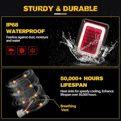 FIERYRED Upgraded LED JK Tail Lights Compatible with 2007-2018 Jeep Wrangler JK, Smoked Rear Tail Lights for Turn Signal, Running/Brake and Reverse, 2PCS - Image 4