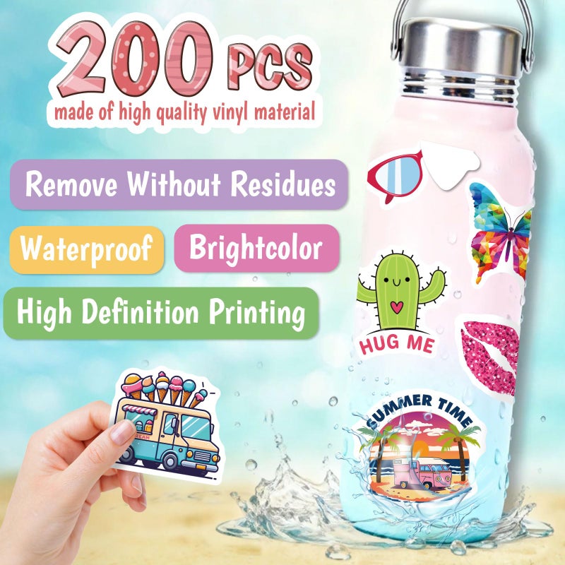 Wninbu 200 PCS Cute Stickers for Kids,Water Bottle Sticker Pack for Teens Girls Boys,Waterproof Vinyl Animal Stickers for Water Bottles,Skateboard,Laptop Students Classroom Decor Prizes (Cute 200 pcs) - Image 4